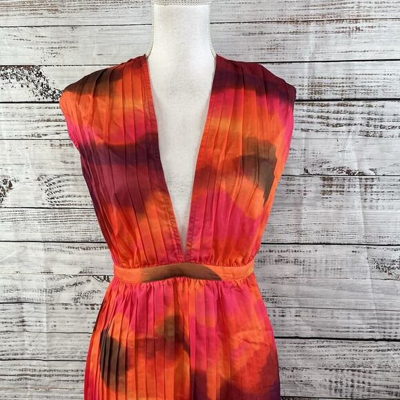 Pretty Little Thing Romper size 8 Pink Purple Sheer Pleated Boho Summer Beach - Picture 2 of 8